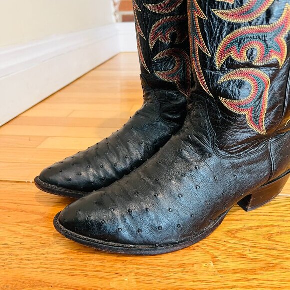 JUSTIN 8933 Made in USA Quill Ostrich Skin Western Cowboy Leather Boots Size 11 - Picture 14 of 16